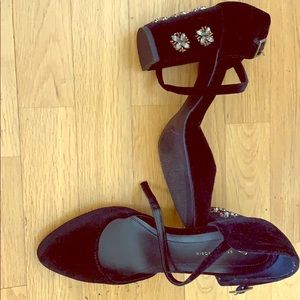 Black Velvet Heels w/ Jewel Design